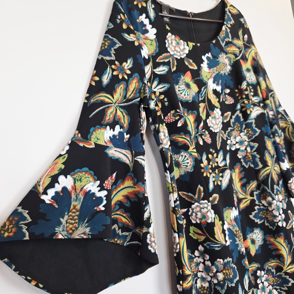 INC Black & Yellow Floral Sheath Dress Floral Print Large.A32 - Picture 6 of 11